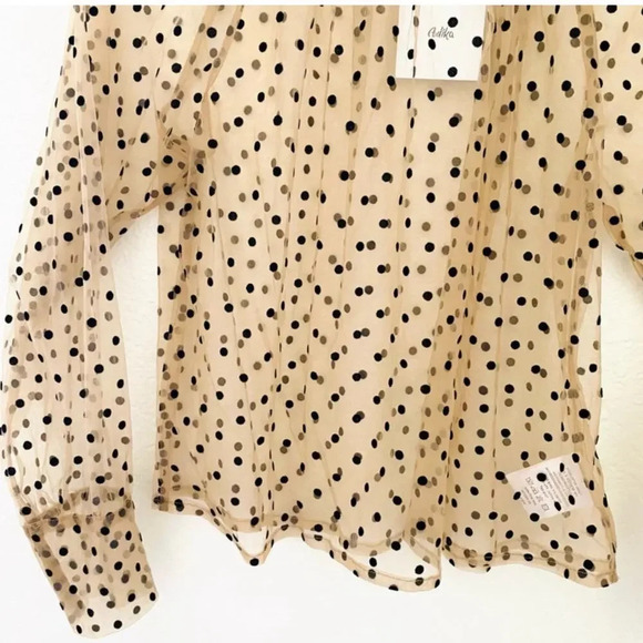 NWT Adika Sheer Long Sleeve Polka Dots Top Small - Picture 4 of 6